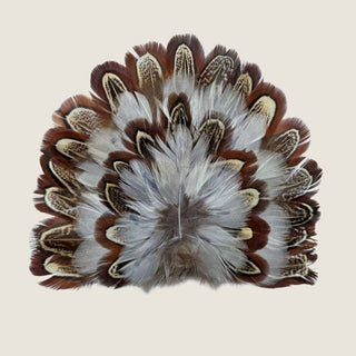 Brown and gray feather crest Chute for customizing trucker caps