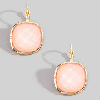 Faceted Cushion Stone Leverback Drop Earrings