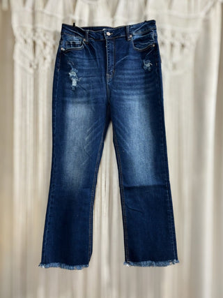 Emma Raw Hem Straight Leg Cropped Jeans