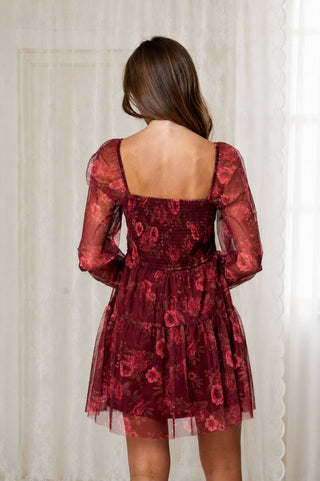 Floral Chiffon Corset Midi Dress