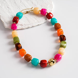 Oversized Acrylic Ombre Geometric Choker Artistic Necklace