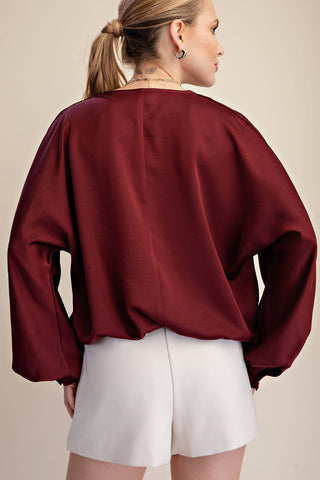 V-Neck Wrap Longsleeve Blouse