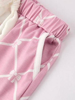 Girls Bow Lapel Pajamas
