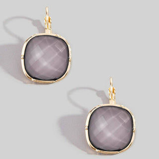 Faceted Cushion Stone Leverback Drop Earrings