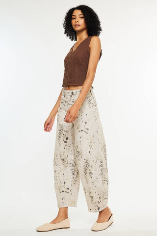 Kan Can high rise horseshoe leg tan leopard print jeans, photo 3