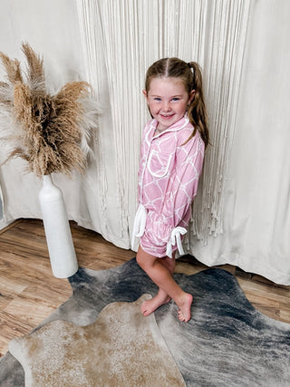 Girls Bow Lapel Pajamas