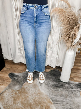 High Rise Stretch Slim Straight Jeans