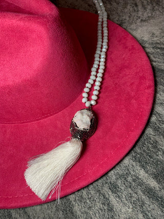 White Beaded Statment Necklaces - Jayden Layne