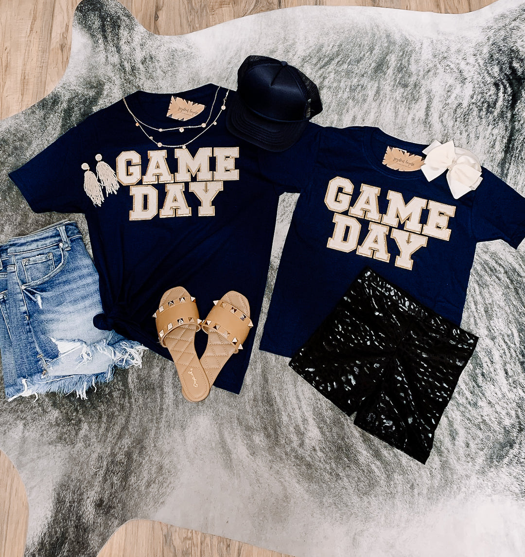 Navy/White Chenille Game Day Tee