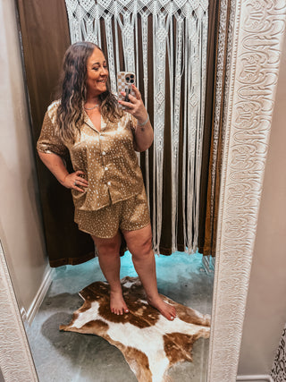 Fawn Satin Pajama Short Set