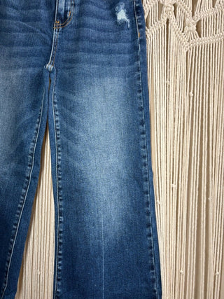 Lennon Cropped Mid Rise Straight Raw Hem Jeans