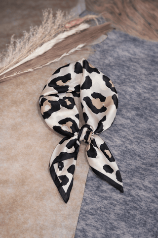 Leopard Splicing Print Square Satin Scarf