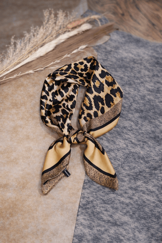 Leopard Splicing Print Square Satin Scarf
