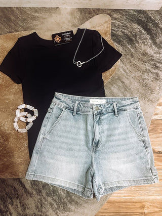 Light Wash Trouser Shorts - Jayden Layne