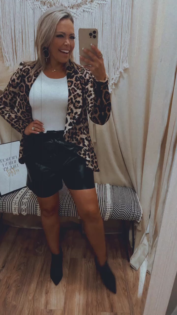 Leather paper bag shorts