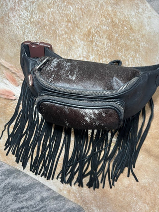 Trinity River Cowhide Fringe Belt Bag - Jayden Layne