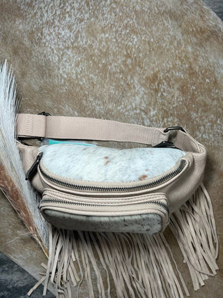 Trinity River Cowhide Fringe Belt Bag - Jayden Layne