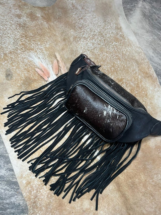 Trinity River Cowhide Fringe Belt Bag - Jayden Layne