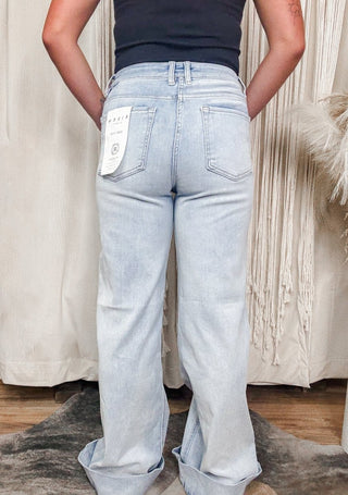 Tummy Control Wide Cuffed Jeans