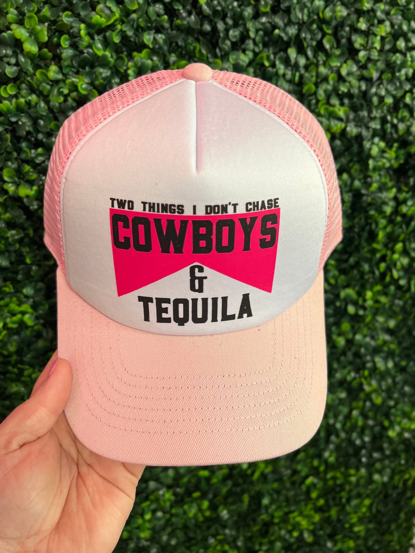 Likes Tequila Loves Cowboys Trucker Hat -   Israel