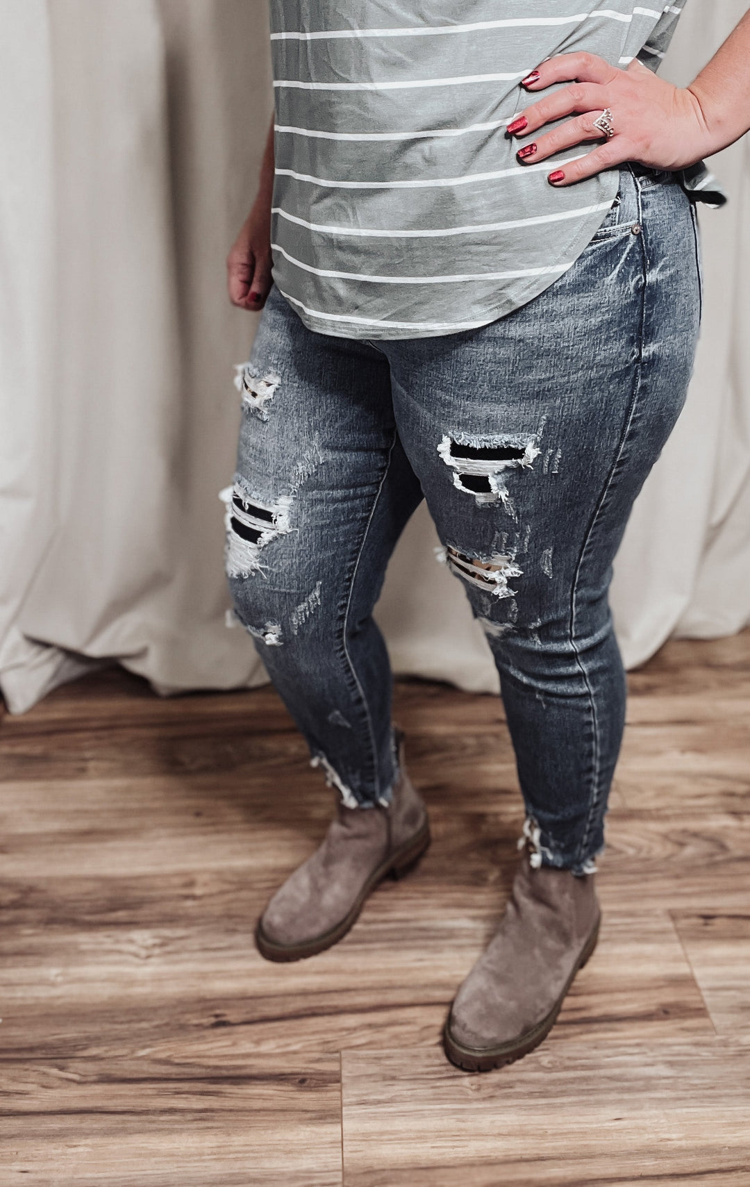Leopard patch skinny jeans - Jayden Layne