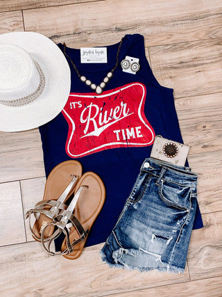 Navy River Time Tank Top - Jayden Layne