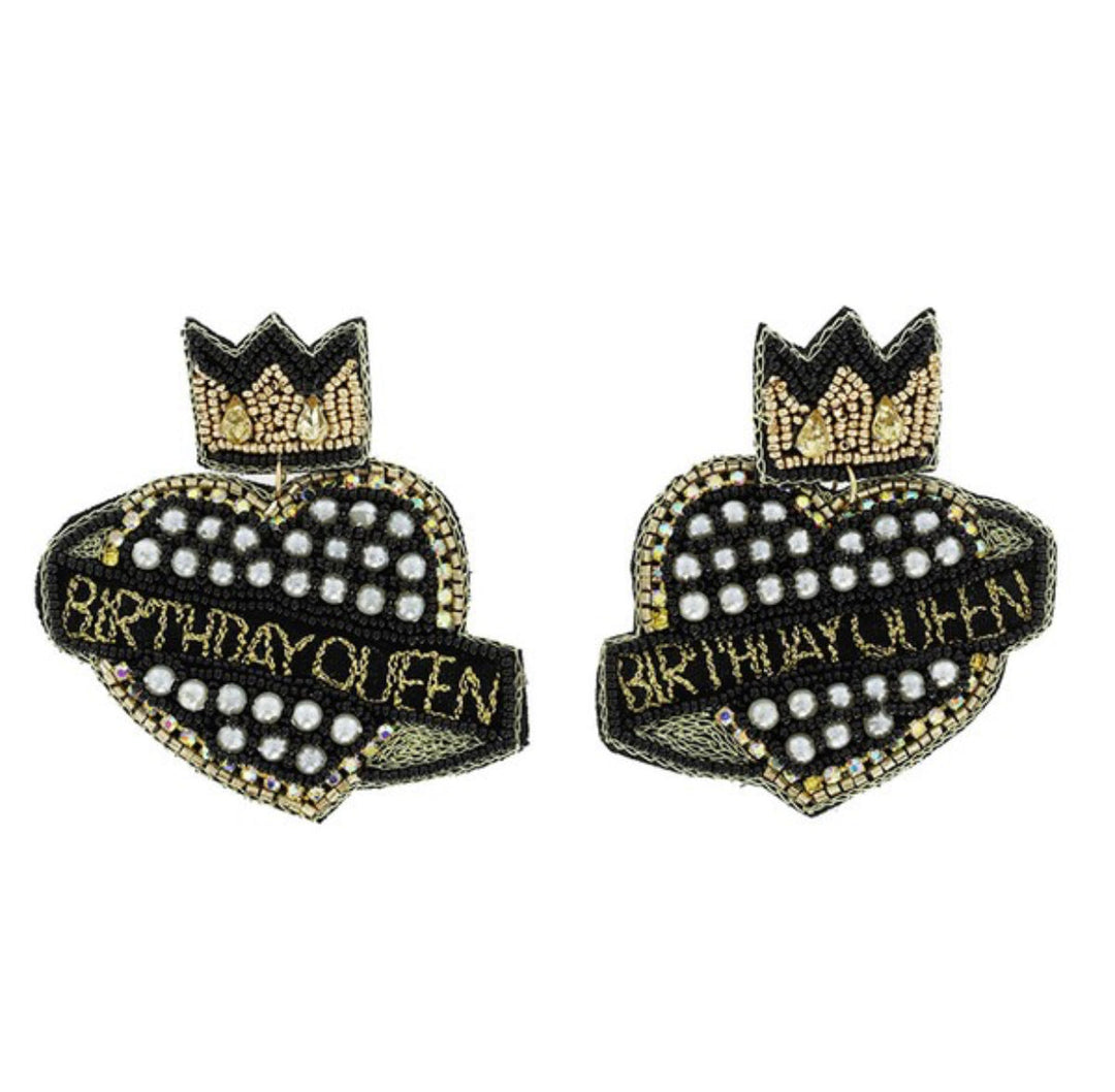 Beaded Bday queen earrings - Jayden Layne