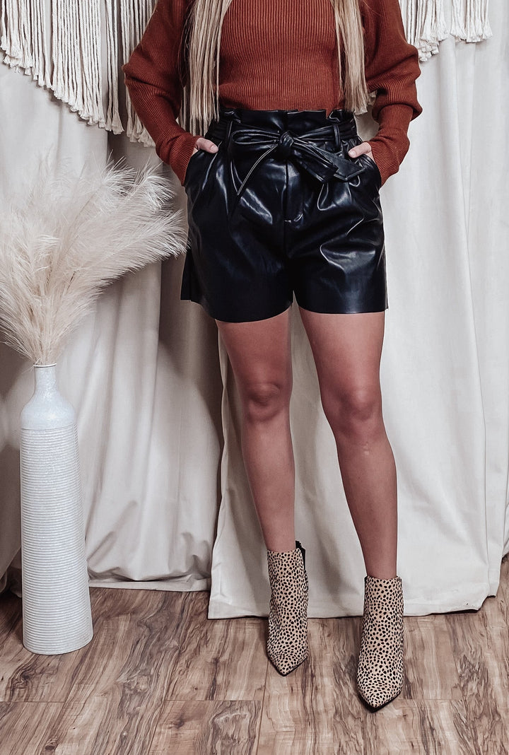 Leather paper bag shorts - Jayden Layne
