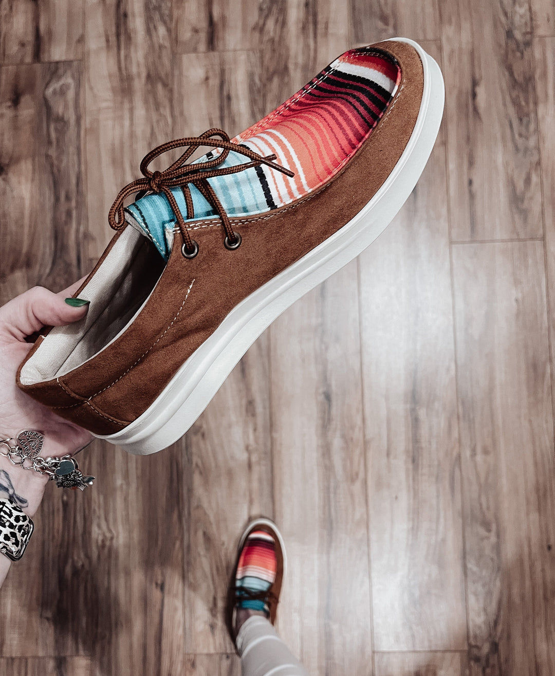 Aztec stripe lace boat shoes - Jayden Layne
