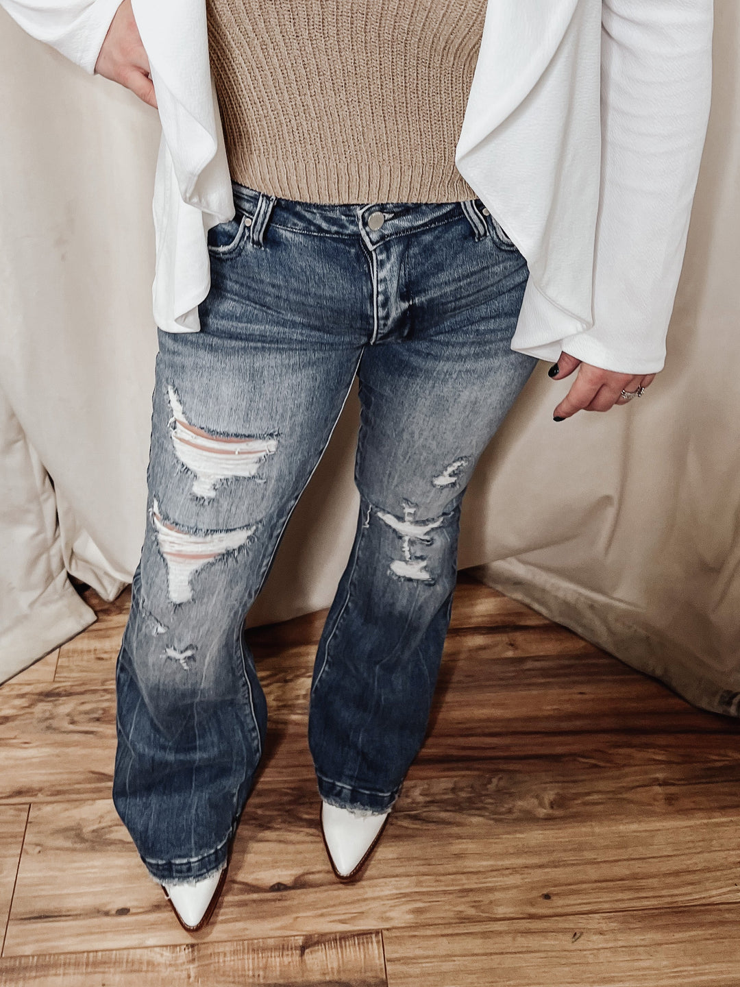 Petite Taylor Distressed Flares - Jayden Layne