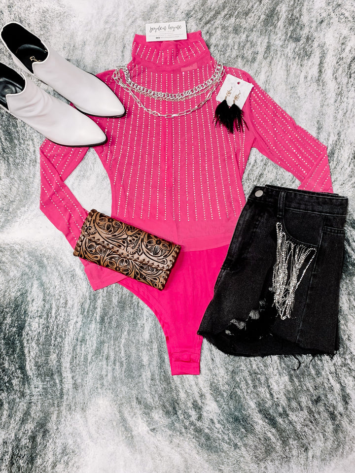 Aria Rhinestone Mesh Bodysuit - Jayden Layne