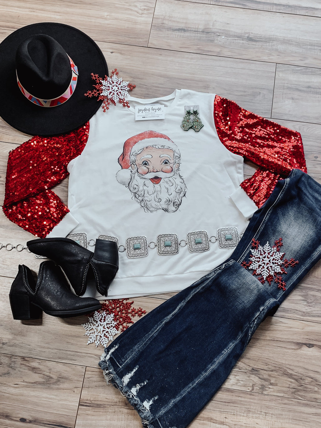 Santa sequin sleeve sweatshirt - Jayden Layne