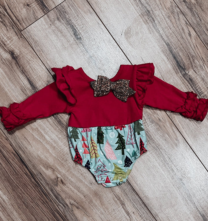Infant retro red Christmas romper - Jayden Layne