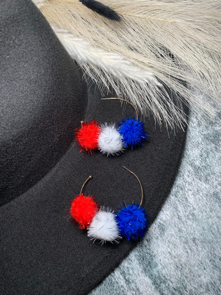 American Pom Pom Hoop Earrings - Jayden Layne