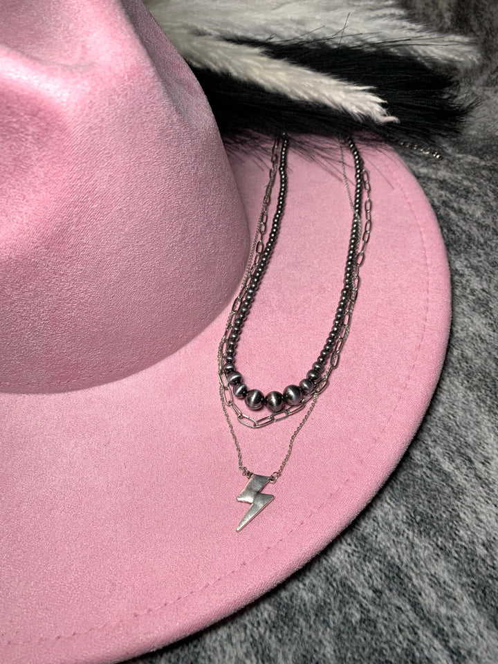 Triple Layer Silver Lightning Bold Necklace - Jayden Layne