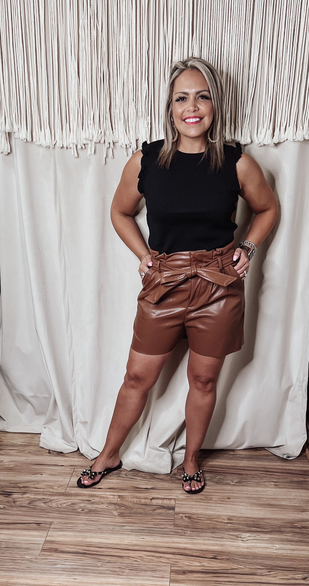 Leather paper bag shorts - Jayden Layne