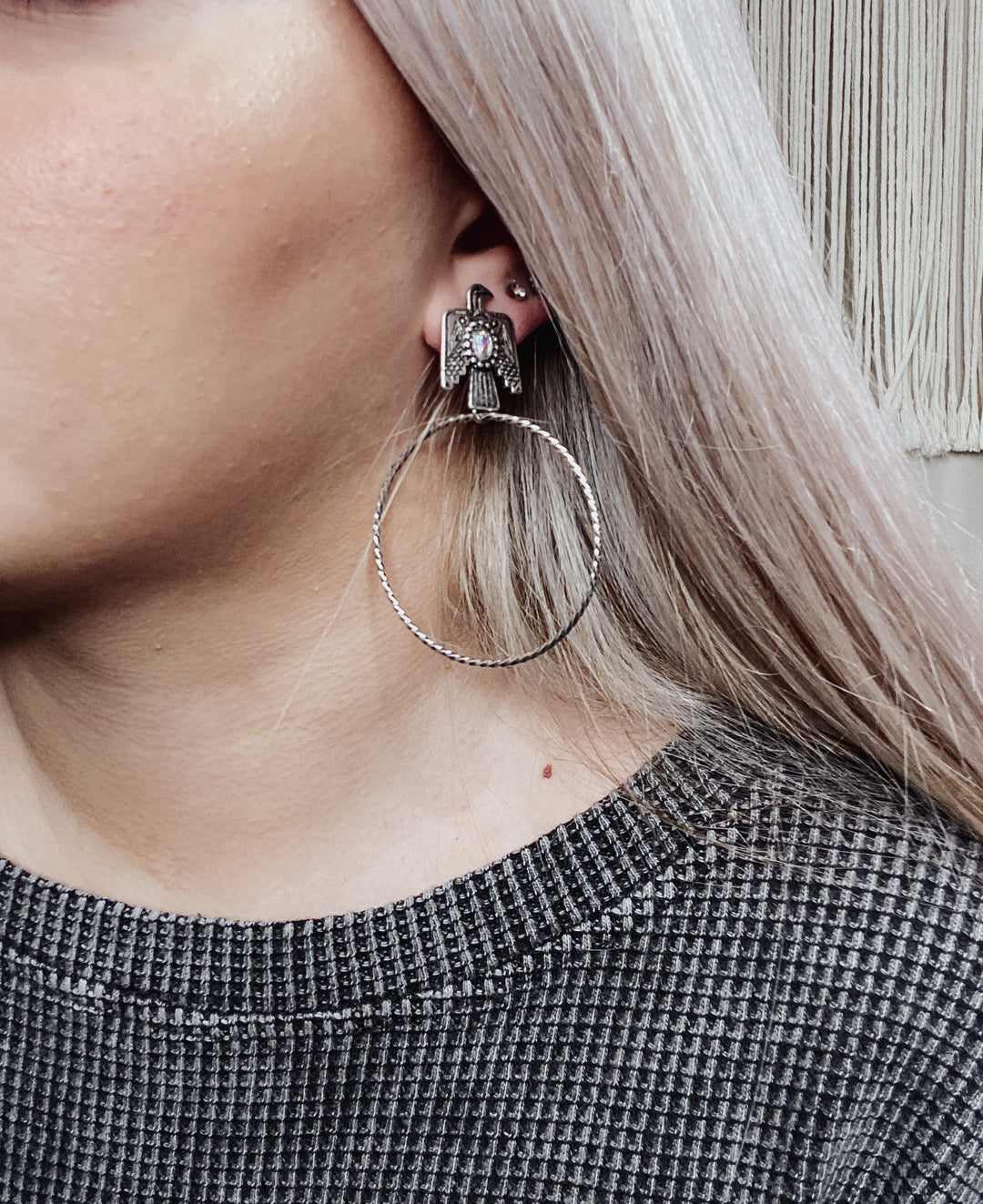 Thunderbird cable hoop earrings - Jayden Layne