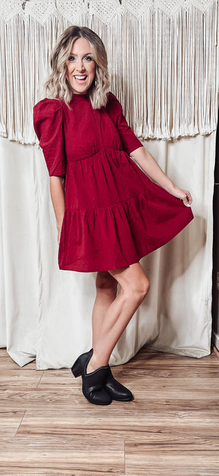 Wine tiered dress - Jayden Layne