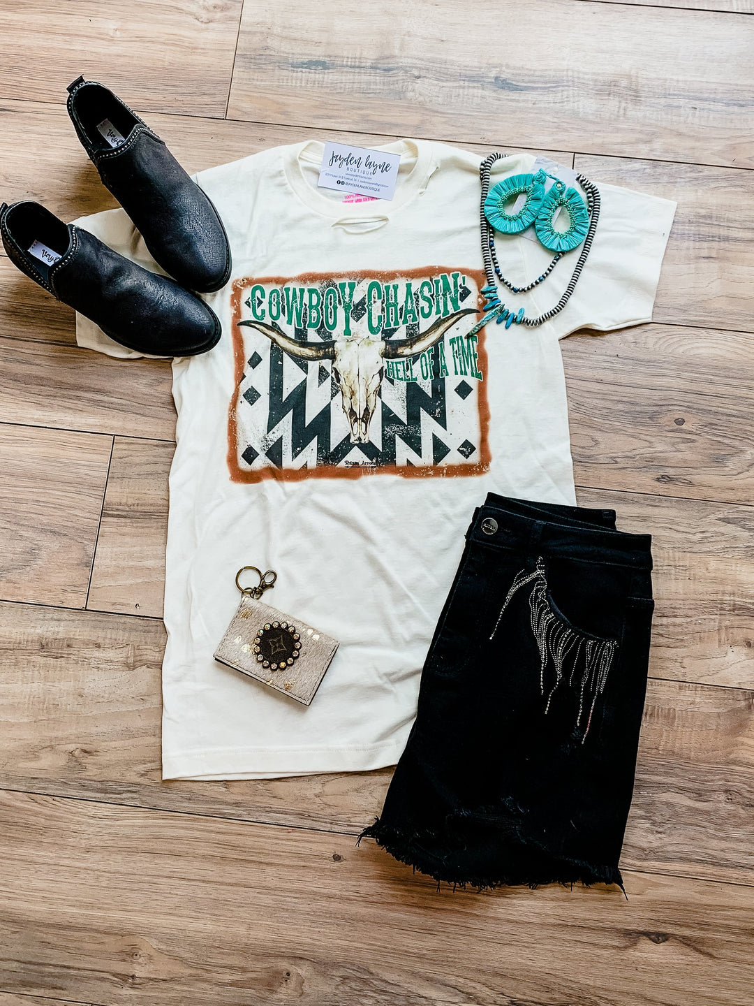 Cowboy chasin distressed tee - Jayden Layne