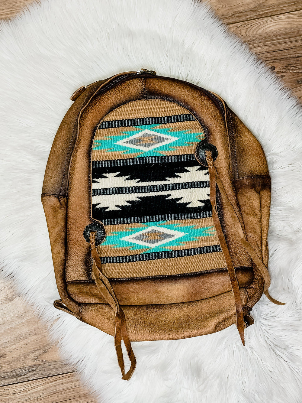 Genuine Leather Aztec Backpack - Jayden Layne