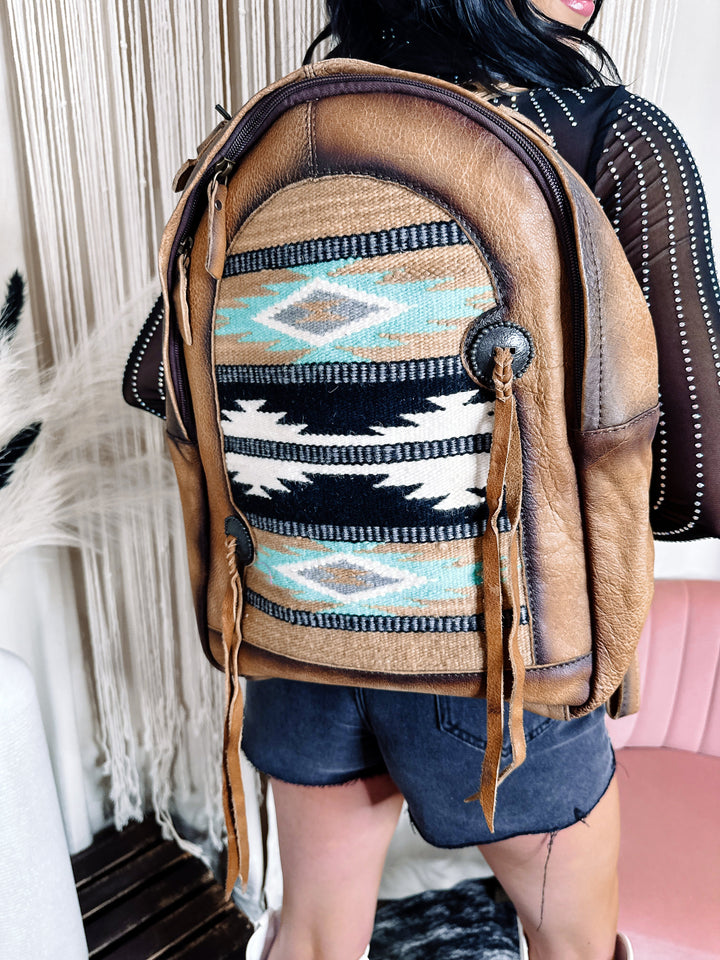 Genuine Leather Aztec Backpack - Jayden Layne