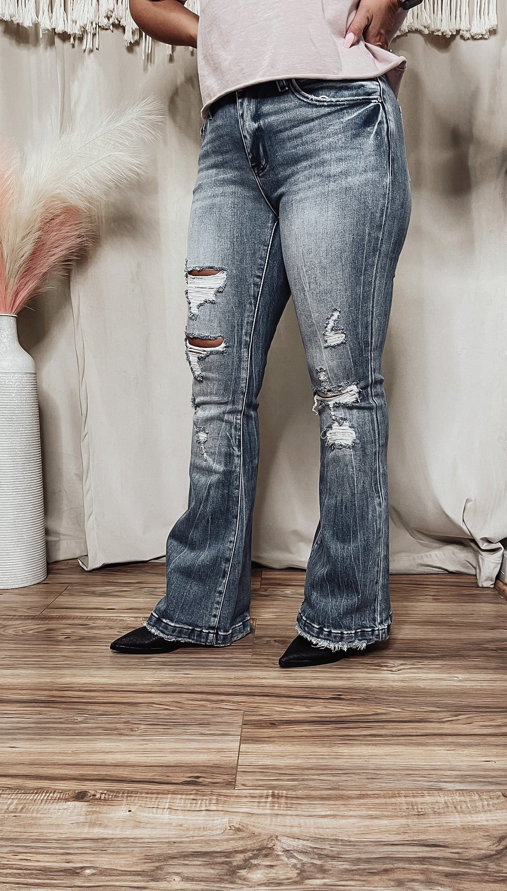 Petite Taylor Distressed Flares - Jayden Layne